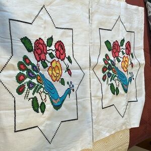 hand embroidered cross stitch pillows